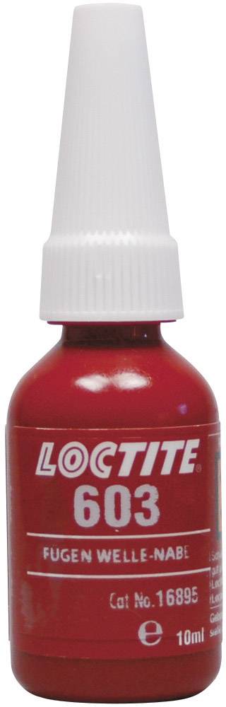 Red bottle with white cap. Label reads: 'LOCTITE 603'. The product is a 10 ml bottle of adhesive for shafts and hubs.