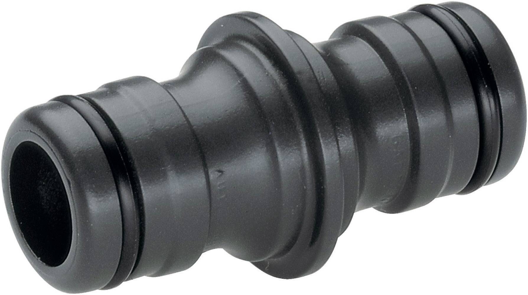 Plastic pipe connector with two ridged ends for securely joining pipes in water supply systems.