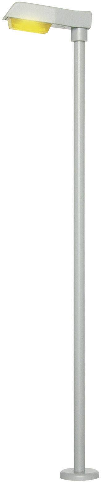 A modern, standalone LED street lamp with a long metal pole and yellow lampshade, suitable for urban lighting.