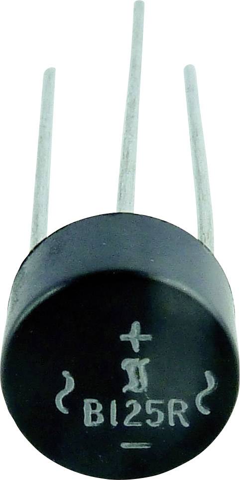 Cylindrical, black electrical component with three metal terminals and marking 'B125R'.