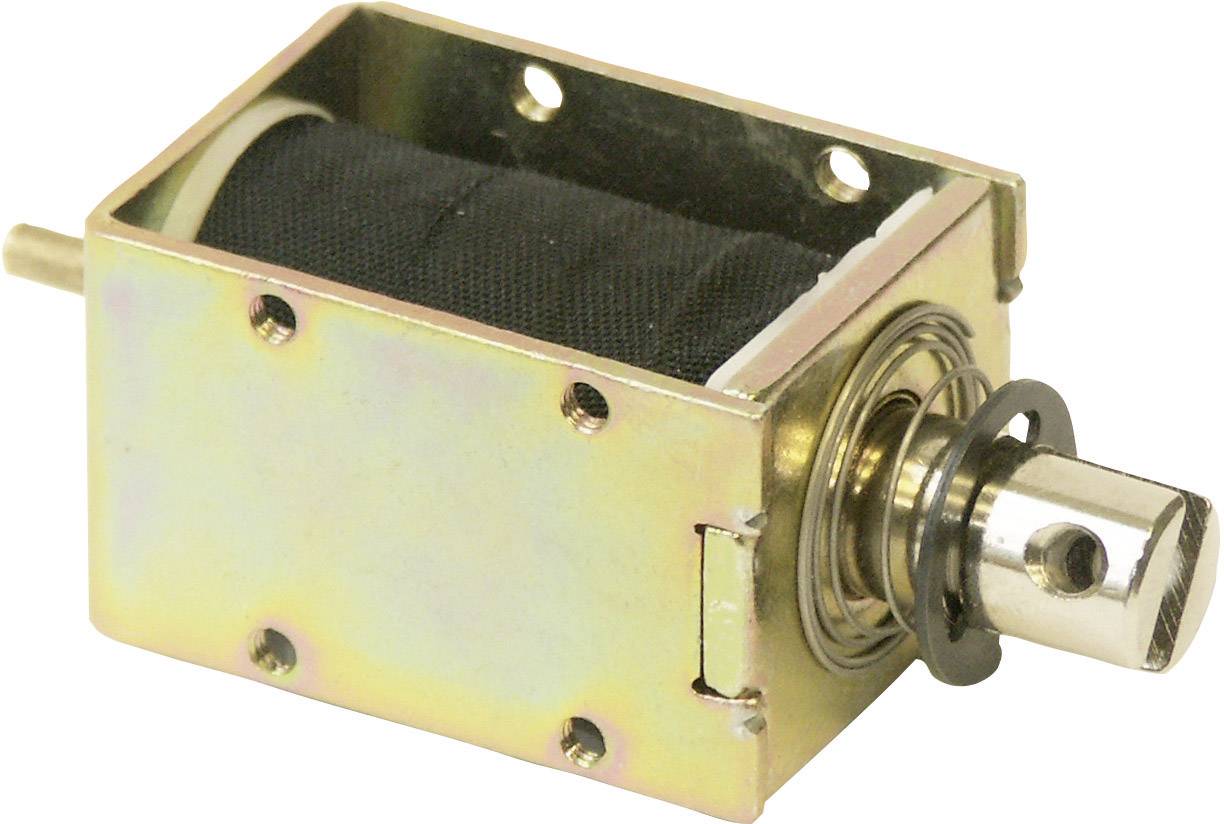 A rectangular electromagnet made of metal with a visible coil core in the centre. At the front, a mounting rod is attached.