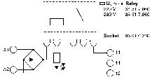 'Circuit Diagram: U, I, Relay; shows connections and symbols with text 'Symbol' on the right. Diagram with rectangles and line at top left.'