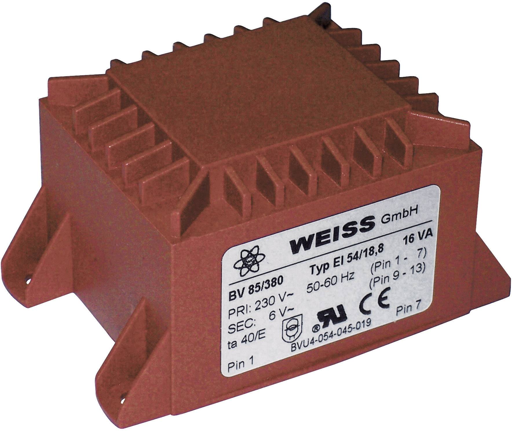 Weiss Elektrotechnik 85/381 PCB mount transformer 1 x 230 V 1 x 9 V AC 16 VA 1778 mA