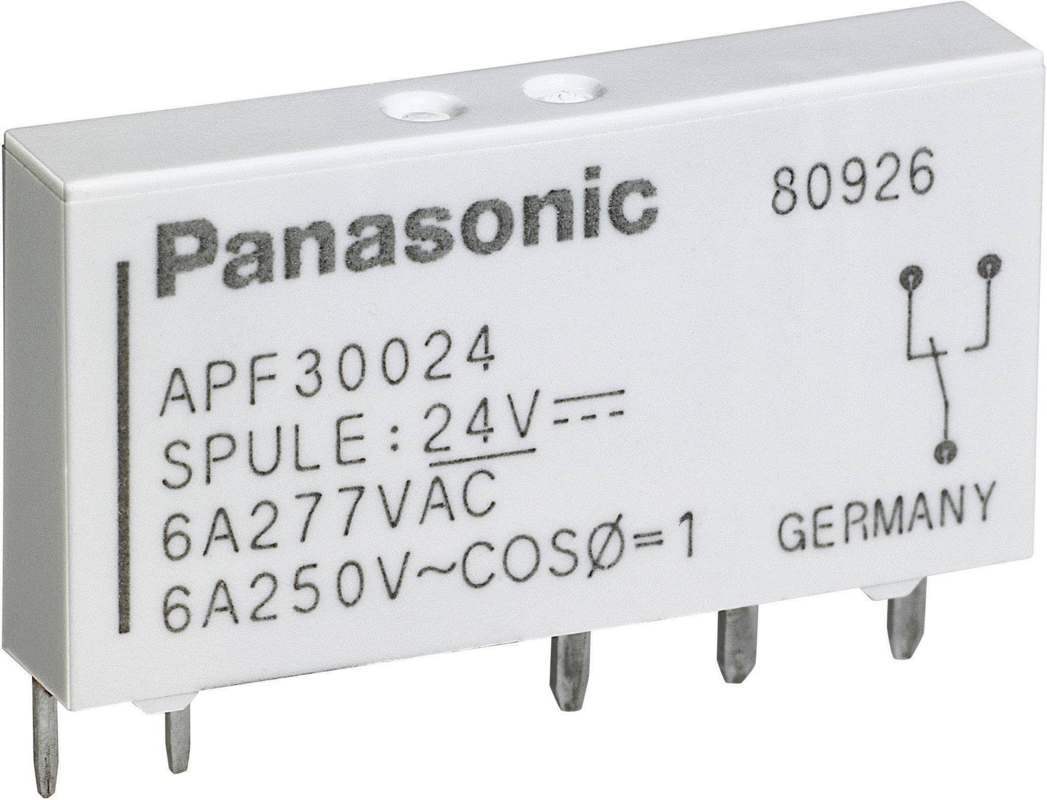 Panasonic Relay APF30024, 24V coil, for 6A, 277VAC and 250V~. Origin: Germany.