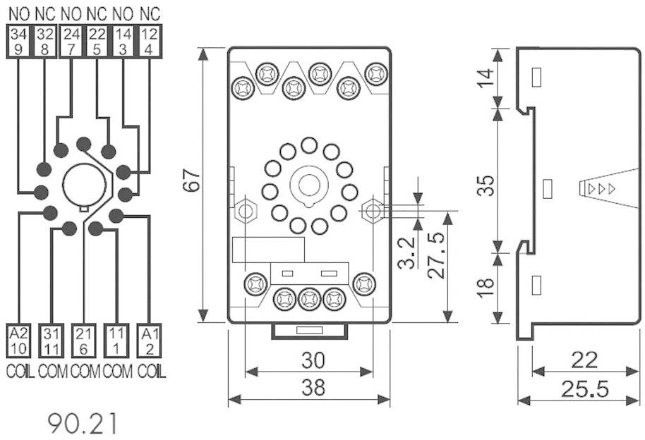 Accessories for series 88: Socket series 90 Finder 90.21