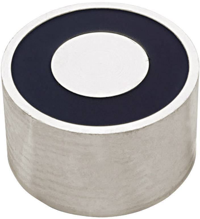 A cylindrical metal magnet with a black border and silver centre on a white background.