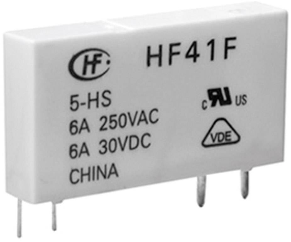 Relay with the inscription 'HF41F'. Specifications: 6A 250VAC, 6A 30VDC. Certifications: cRUus, VDE. Country of origin: China.