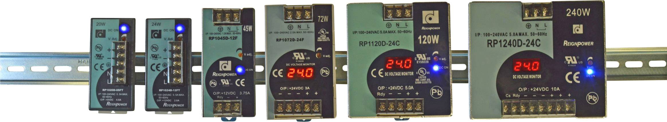 Dehner Elektronik DRP045D-05FTN Rail mounted PSU (DIN) 5 V DC 9 A 45 W No. of outputs:1 x Content 1 pc(s)