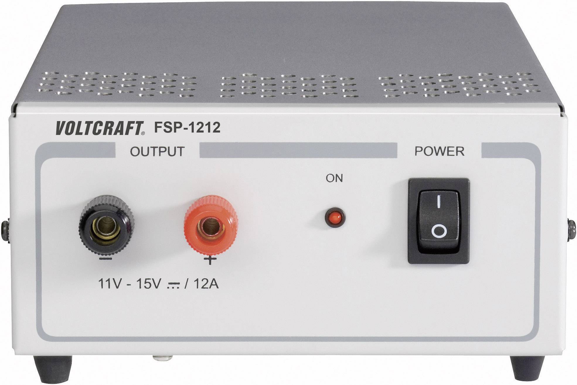 Power supply unit, model 'Voltcraft FSP-1212', with switches and connections for power output of 11-15V and up to 12A.