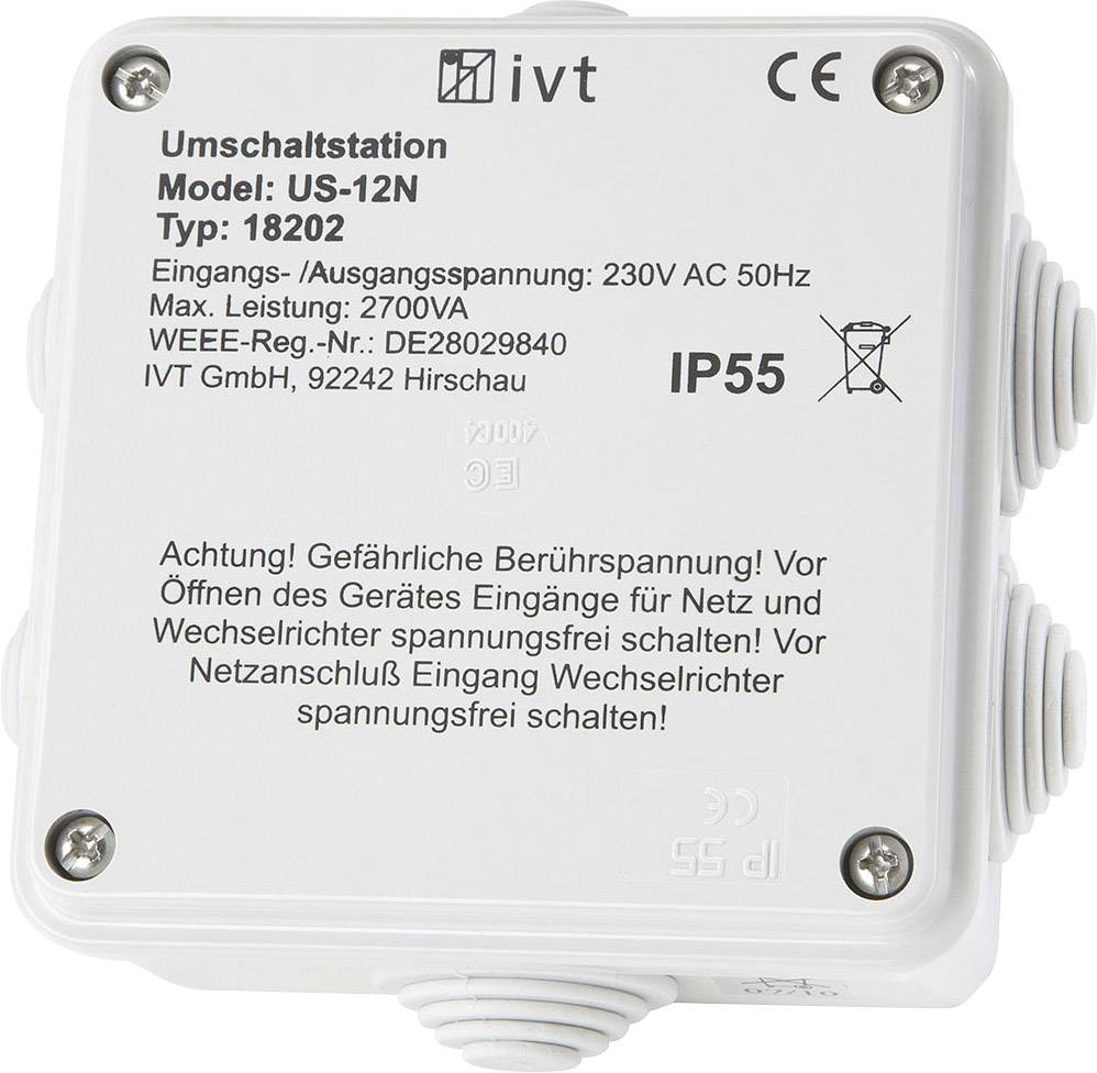 IVT Switcher US-12N 2760 VA 18202 130 mm x 130 mm x 60 mm Suitable for (inverters):Universal