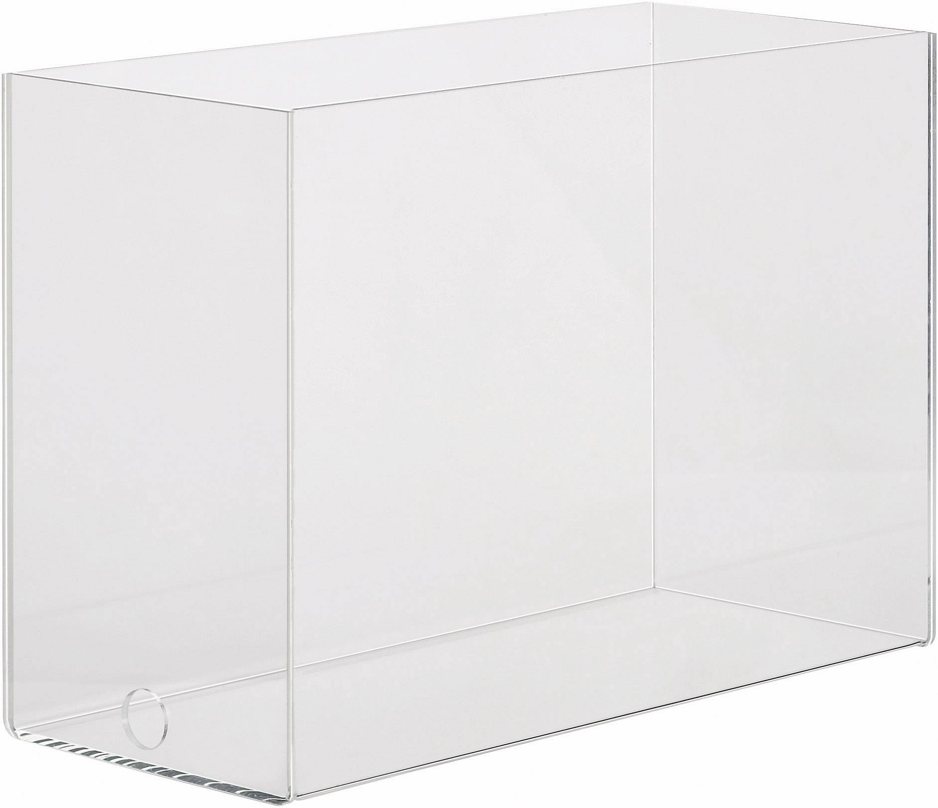 Clear, rectangular acrylic container with an open top, suitable for storing or displaying items.