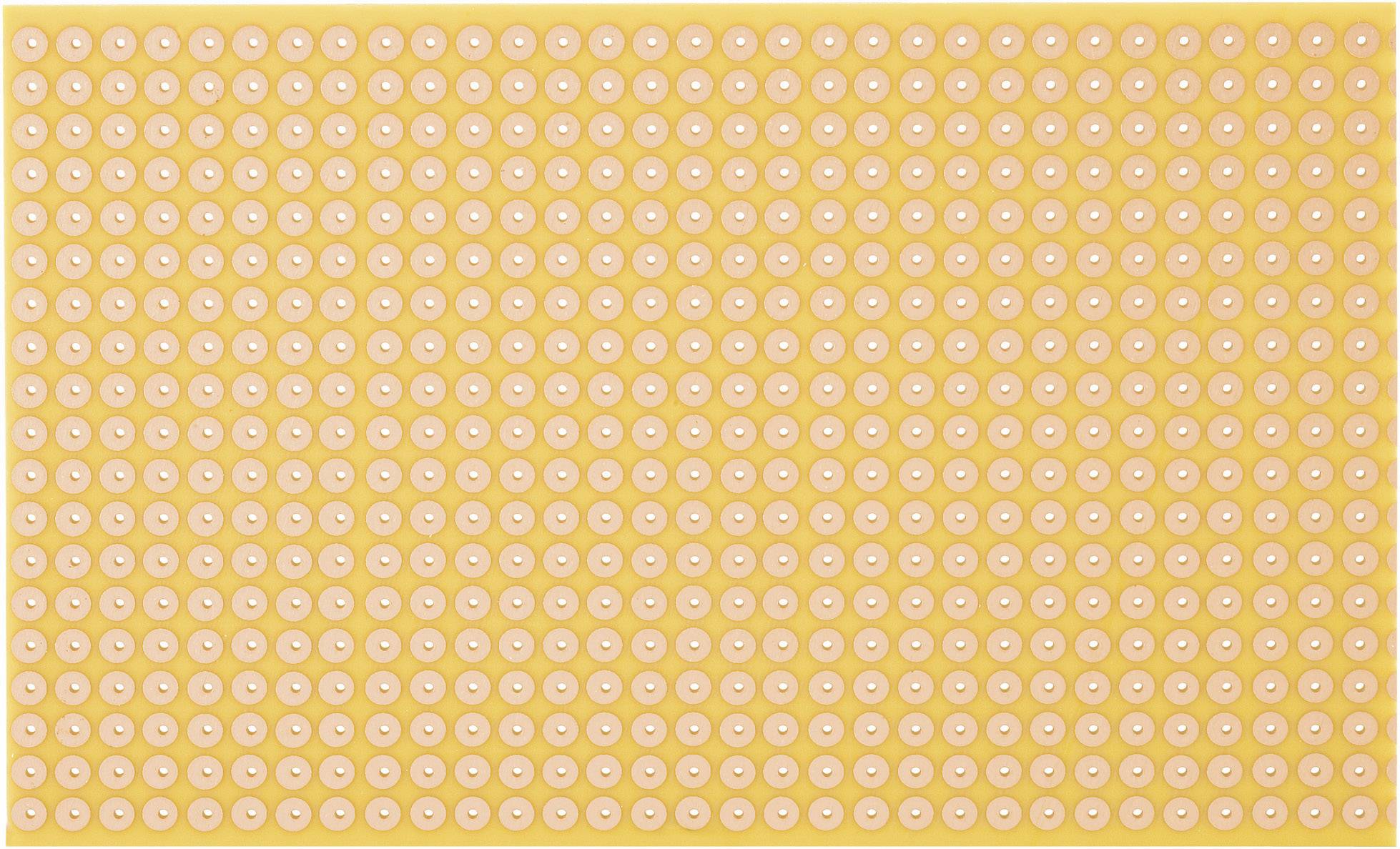 Yellow breadboard with uniform round holes, evenly distributed in a grid pattern, for prototyping electronic circuits.