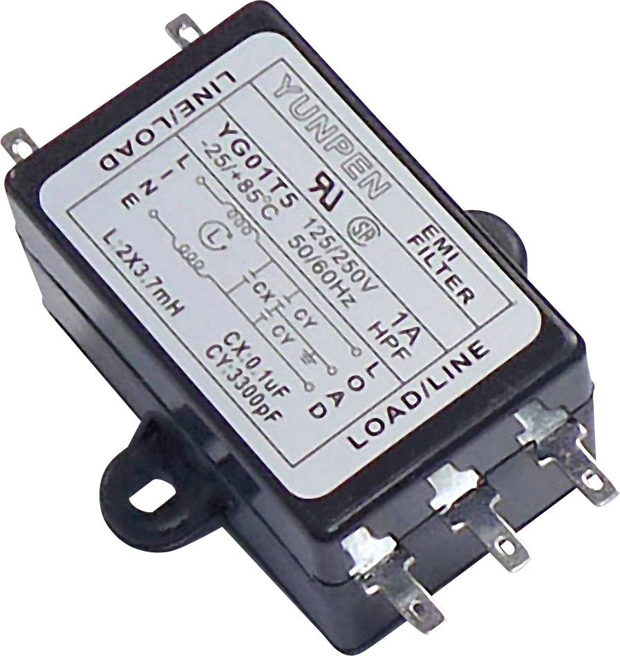 Yunpen YG01T5 EMI filter 250 V AC 1 A 3.7 mH (L x W x H) 68 x 55 x 25 mm 1 pc(s)