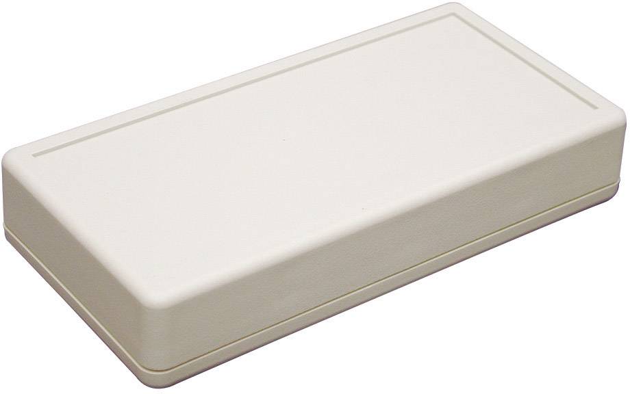 Rectangular, flat, cream-coloured plastic casing.