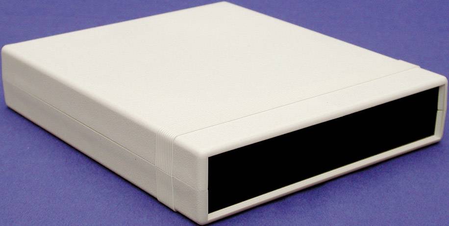 A chunky external modem in a white casing against a blue background.