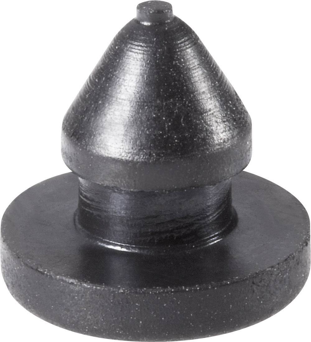 Pictured is a black, conically shaped plastic buffer with a flat base.