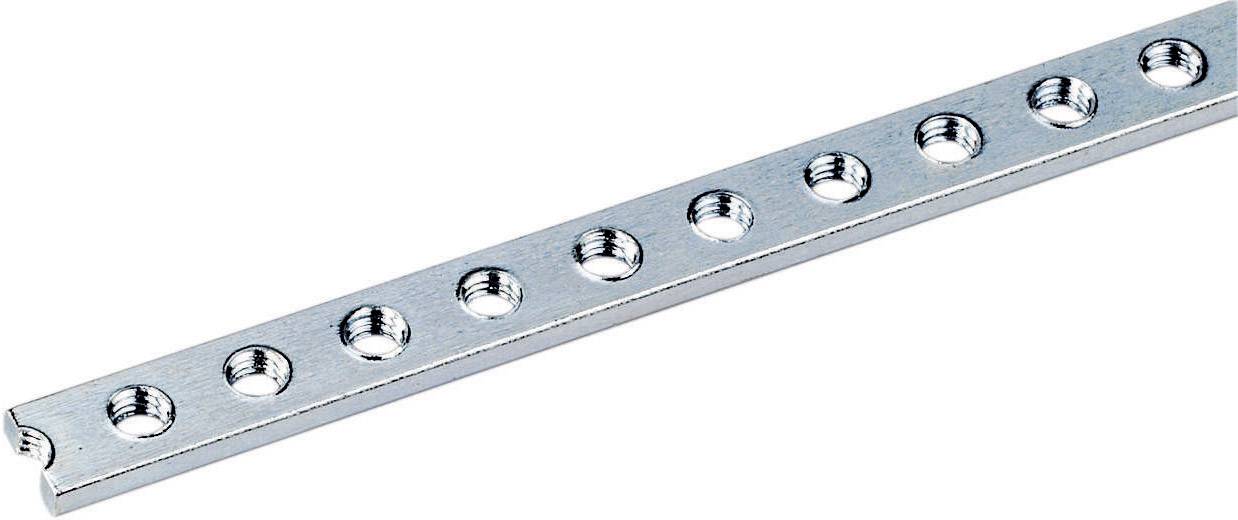 Metal rod with several evenly distributed holes.