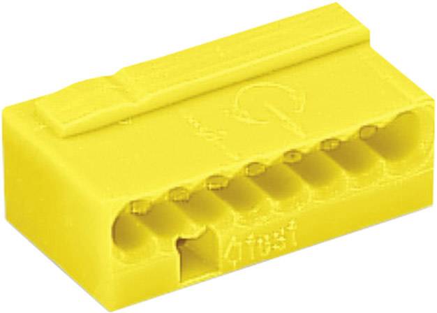 Yellow electrical multi-connector, suitable for quick, tool-free cable connection.