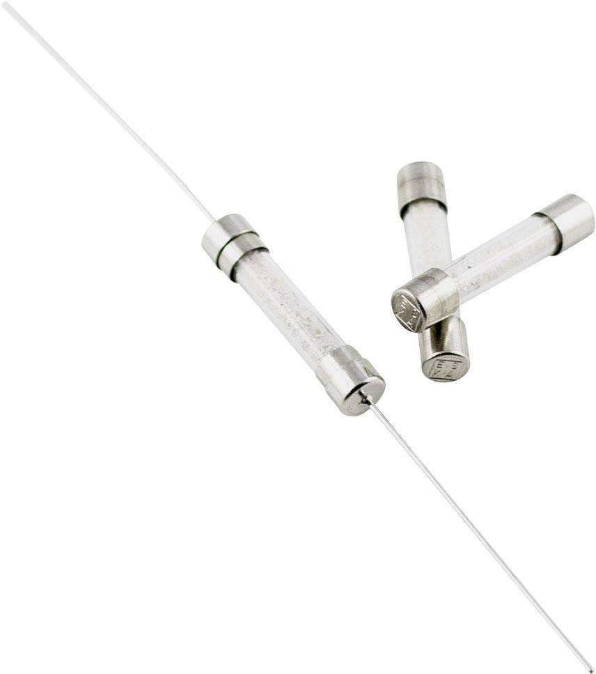 Three cylindrical glass fuse tubes with metal caps, lying on a white background.