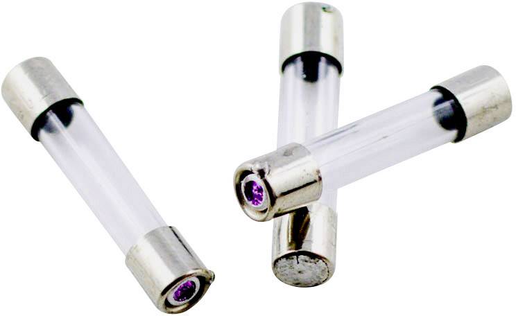 Three glass fuses with silver caps on a white background.Note: This is a direct translation maintaining the structure and meaning of the original German text, using standard British English terminology.