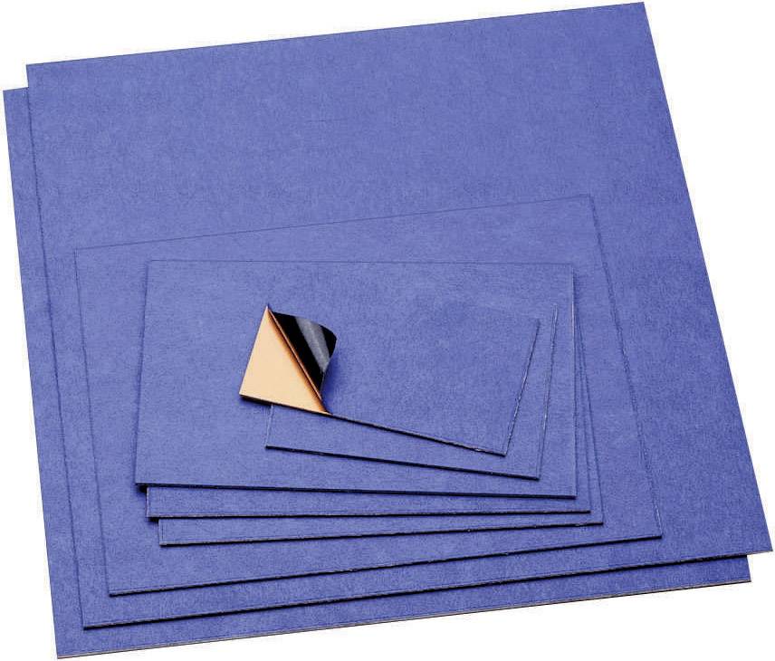 Blue sandpaper stack in various sizes, with the top piece folded at the corner, revealing its black reverse side.
