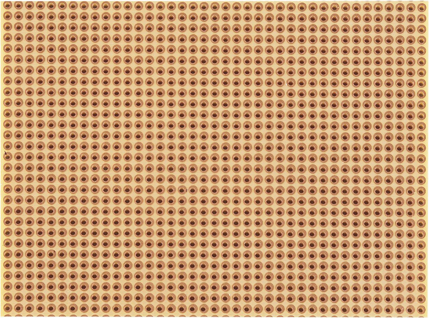 Brown perforated circuit board with numerous round holes distributed in a regular pattern across the entire surface.