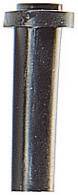 Metal pin, cylindrical in shape, with a broad flange at the upper end. Used for connecting or securing materials.