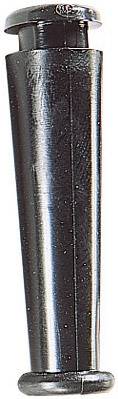 Close-up of a silver metallic tool, possibly a dowel pin, against a white background.
