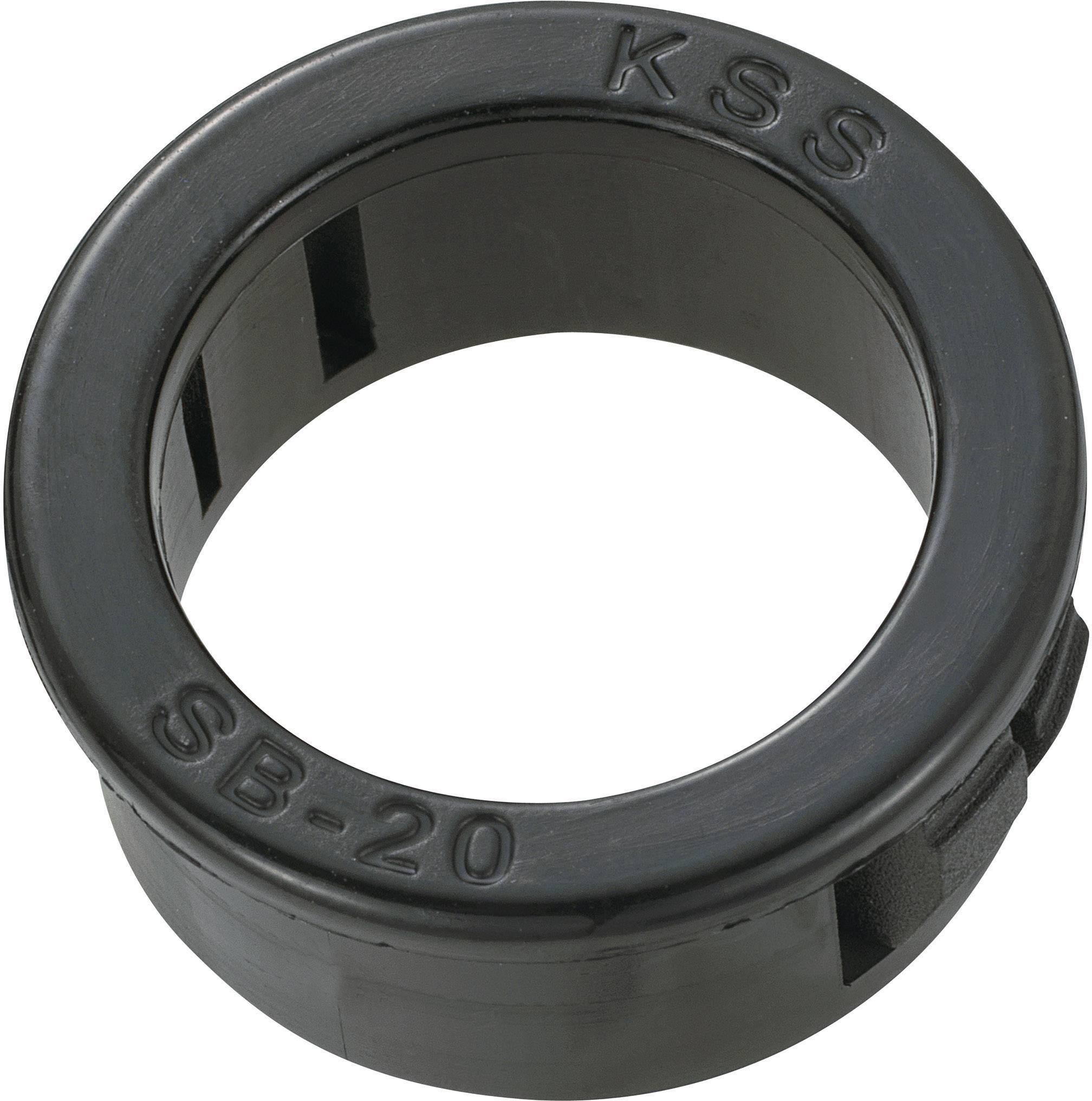 'KSS SB-20' black plastic cable gland, cylindrical, viewed from above.