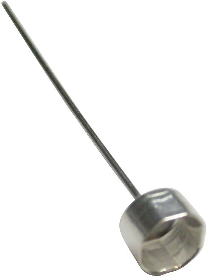 A long, thin metal pin with a broad, round base, resembling a rod with a small pedestal at its end.