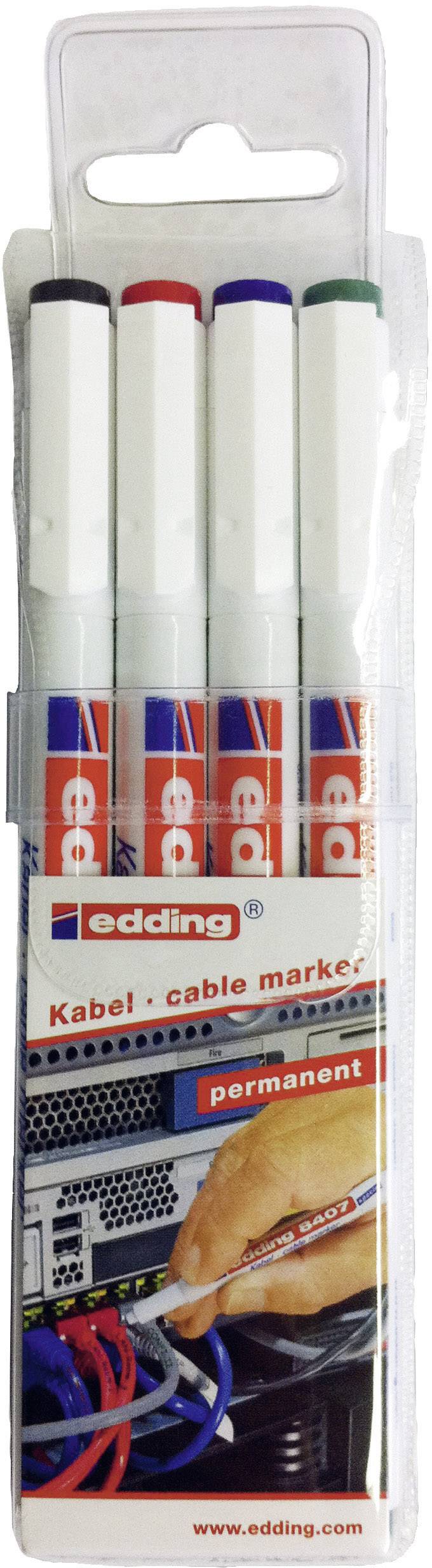 Edding 8407 4-8407-4 Cable marker Black, Red, Blue, Green 0.3 mm