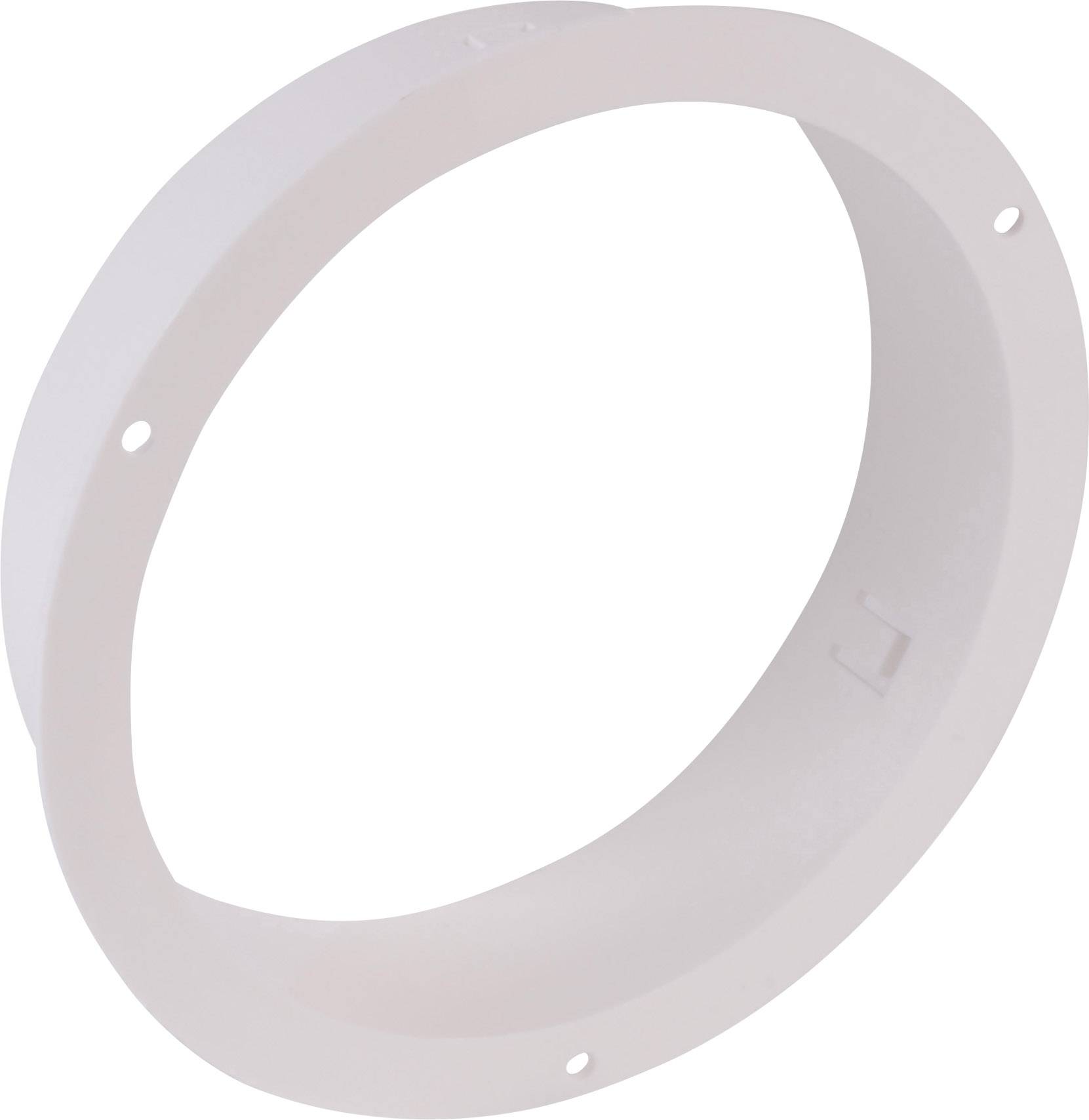 A white, circular plastic ring with multiple holes, presumably for fastening.