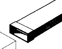 A simple black and white line drawing shows two long, rectangular objects running parallel to each other.