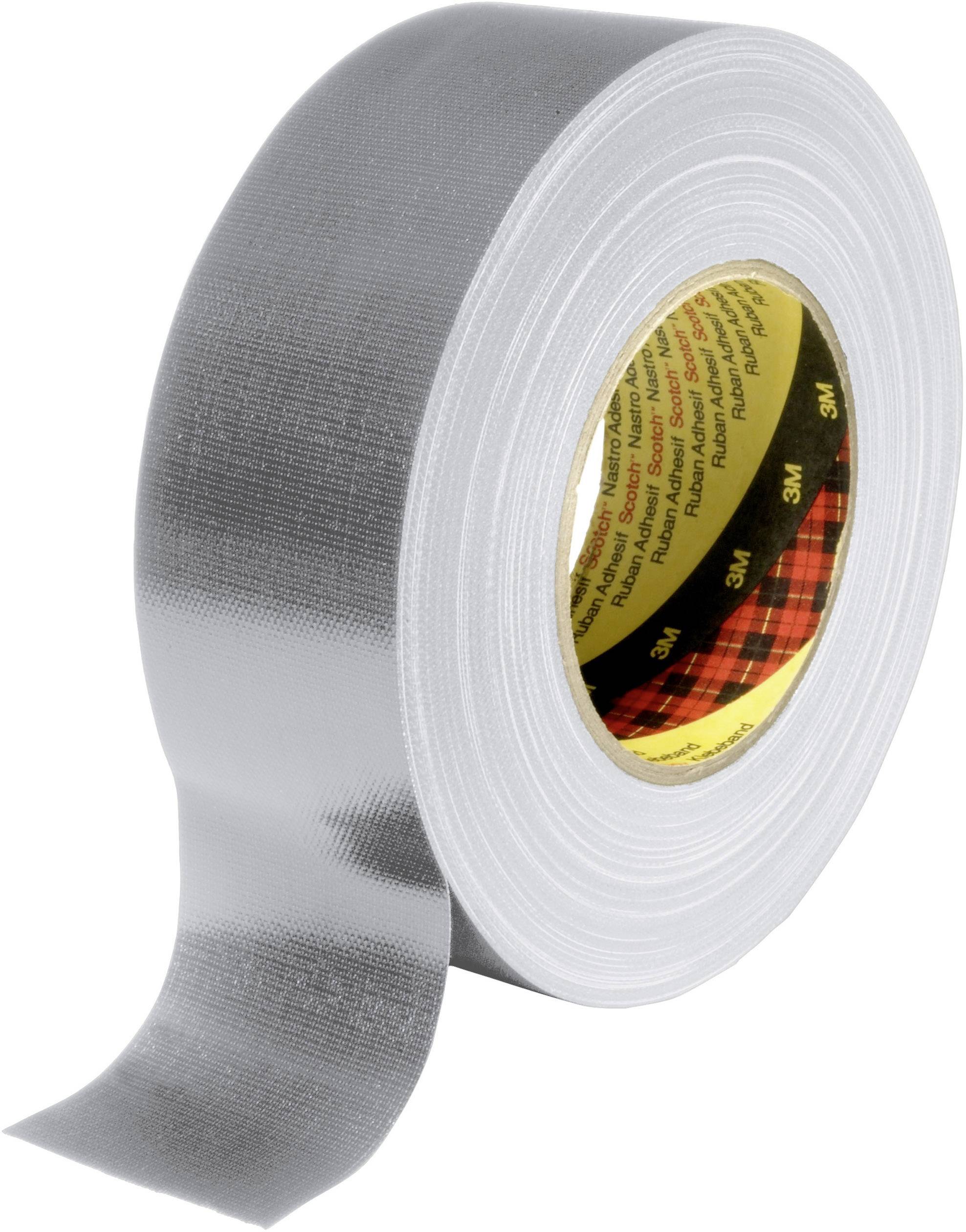 A roll of silver fabric tape, partially unrolled, stands upright with the adhesive side visibly facing outwards.