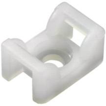 Plastic cable clip, rectangular, for securing cables to surfaces.