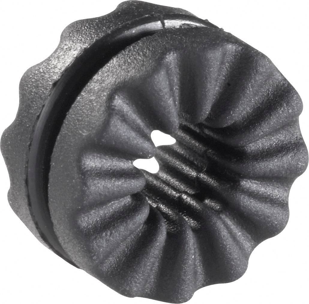 A single black ribbed plastic component that looks like a wheel or a disc.