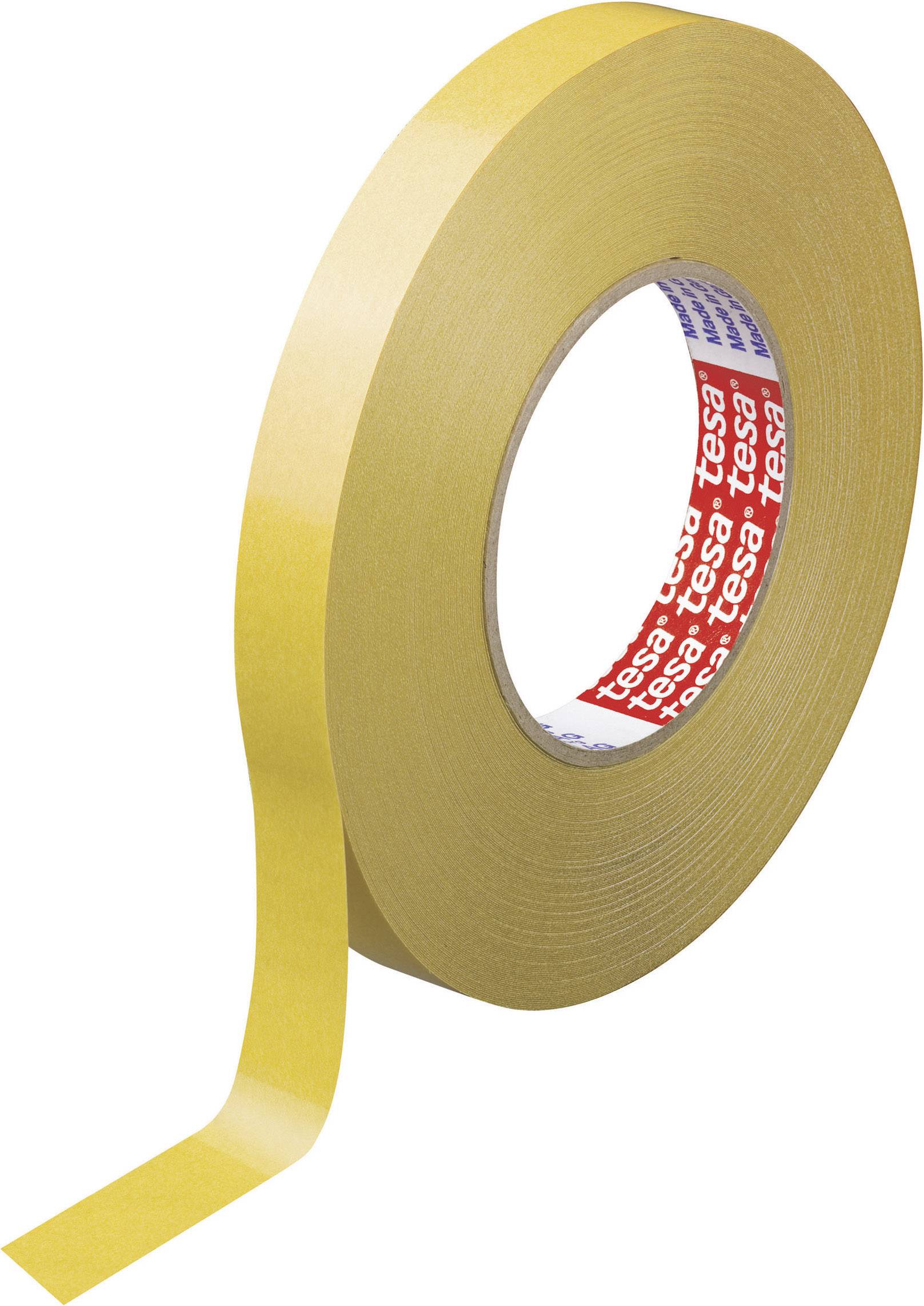 Roll of yellow adhesive tape with a visible red inner label.