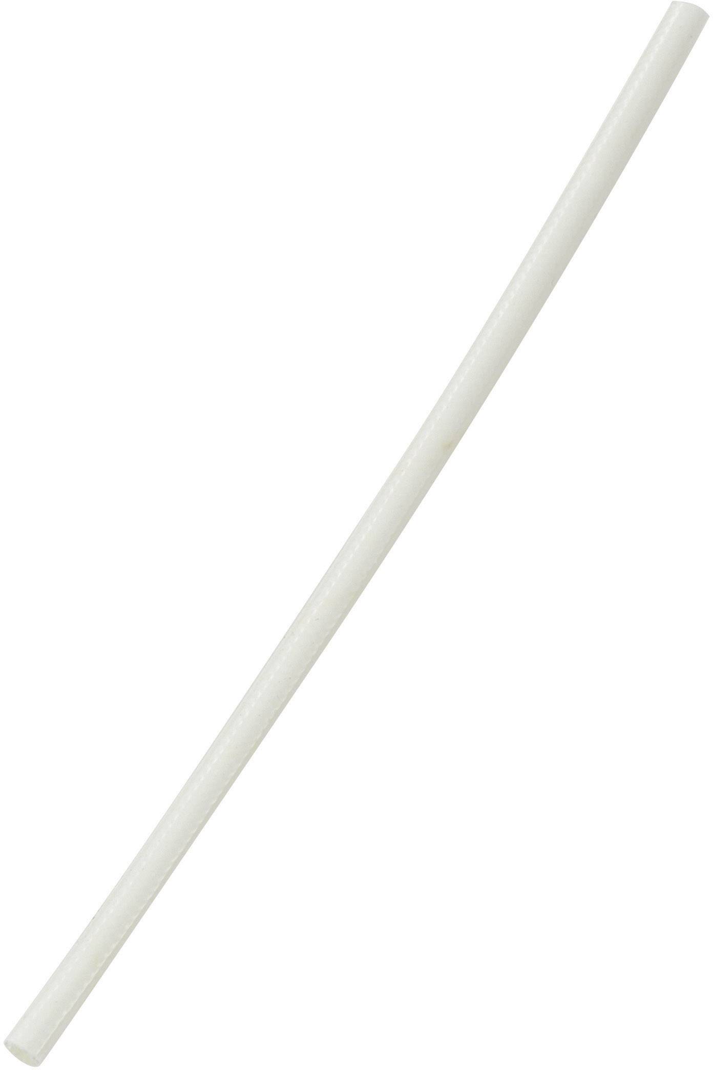 A white plastic drinking straw, viewed from the side, on a neutral background.
