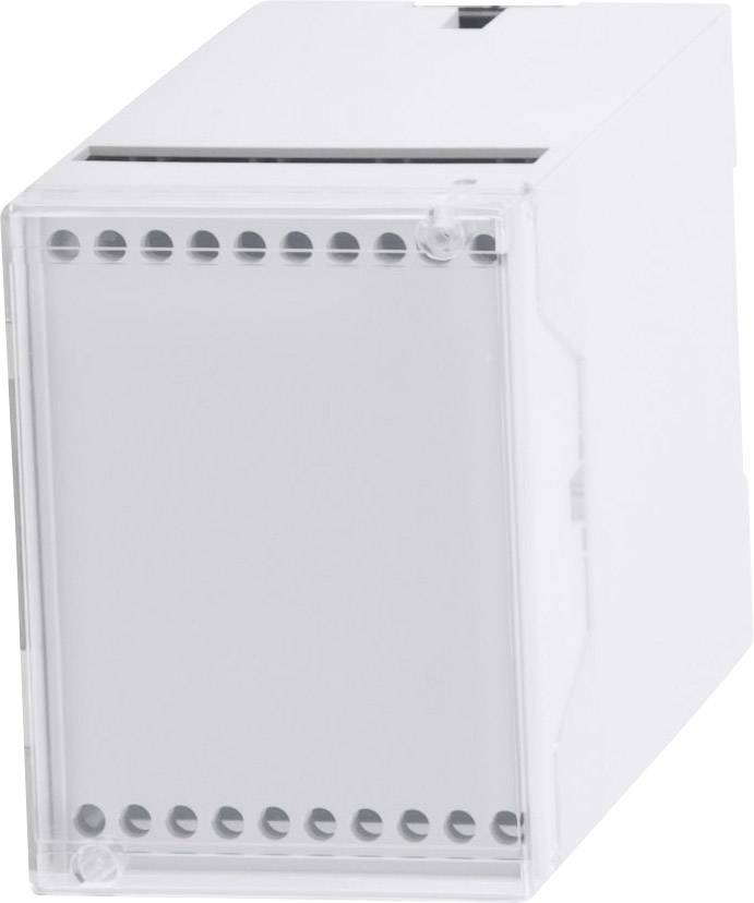 A white, rectangular enclosure with a transparent lid and rounded corners, suitable for electronic component assembly.