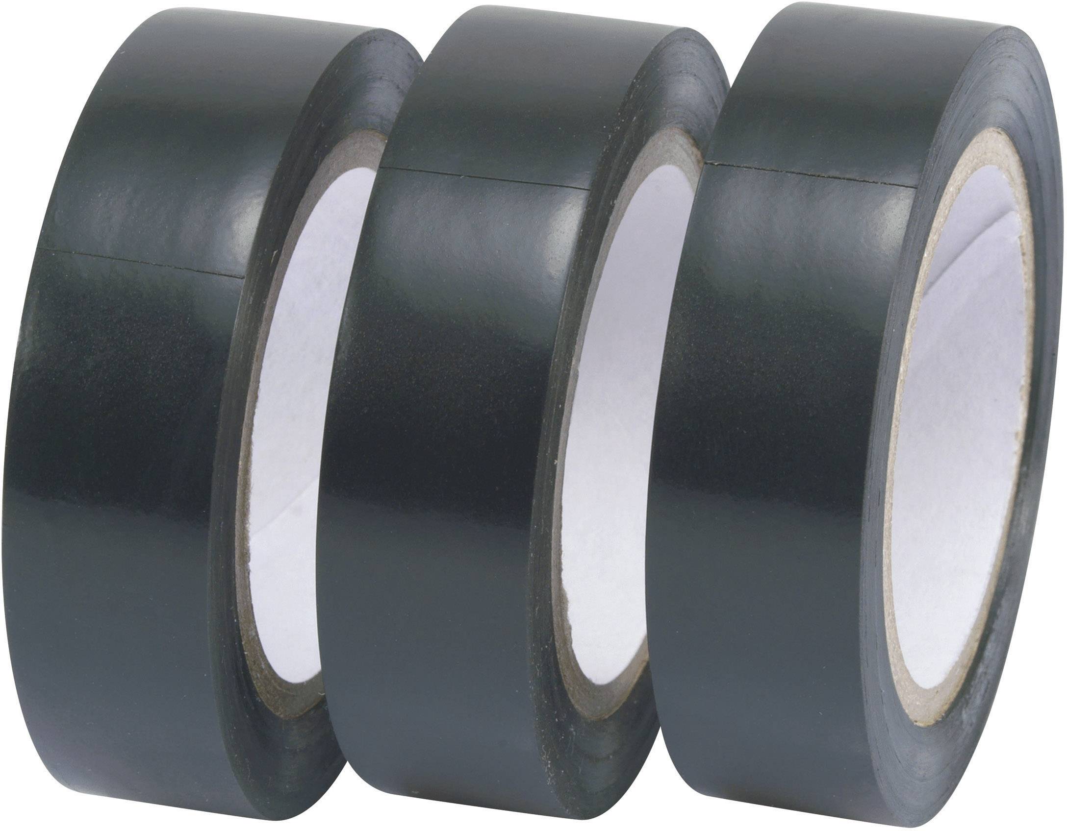 Three black insulating adhesive tapes in a row.