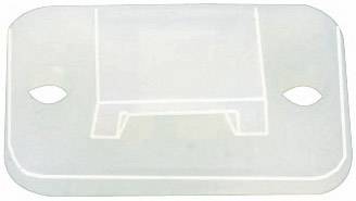 A white, rectangular plastic bracket with two mounting holes and a raised central structure.