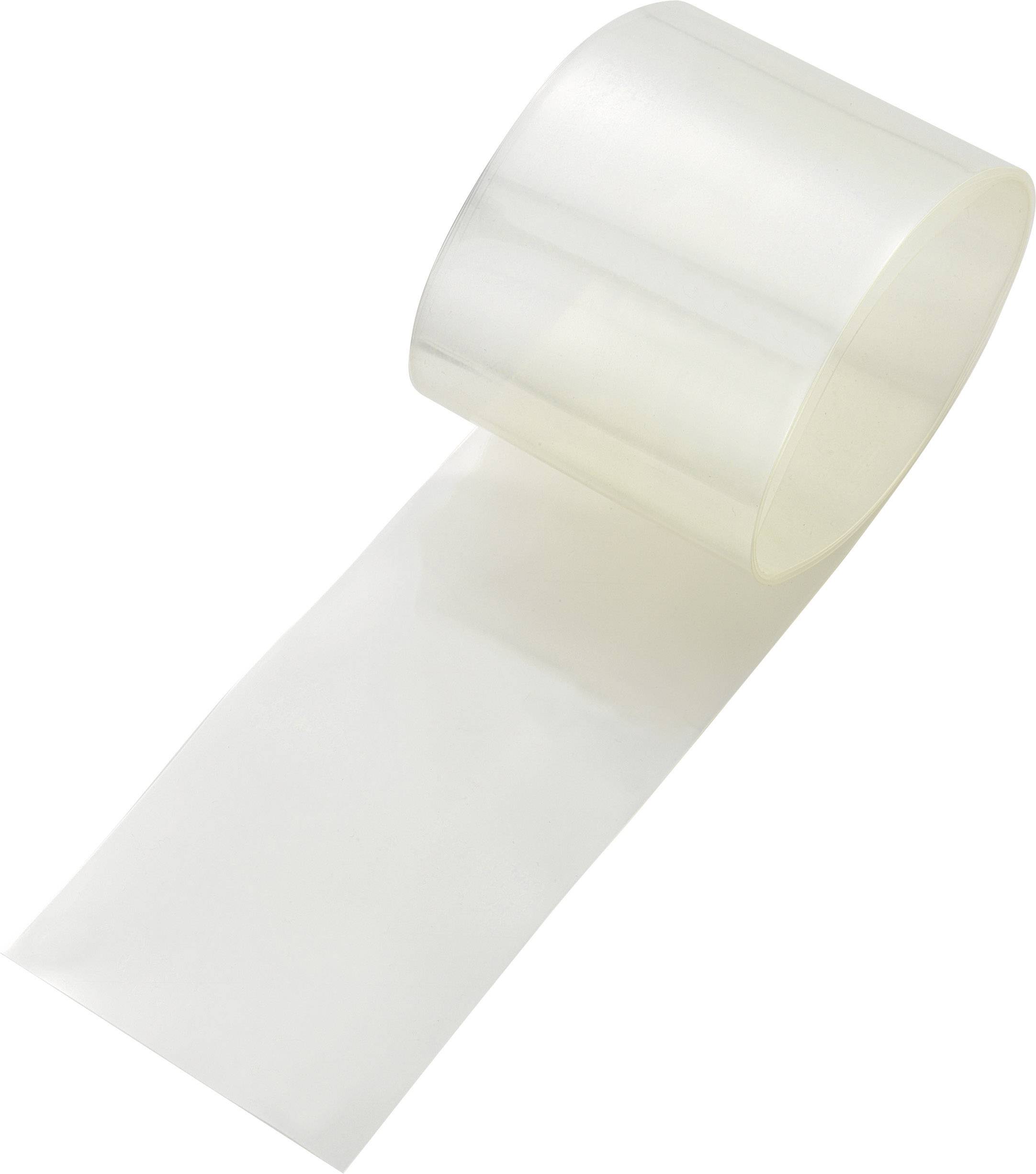 A roll of transparent adhesive tape with a loose end hanging down, on a white background.