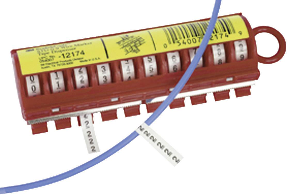 Red cable marking tool, numbered from 0 to 9. A blue cable is threaded through the marker.