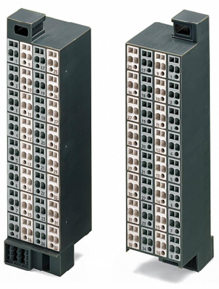 Two black electric connection strips with multiple numbered socket slots, used for connecting cables.