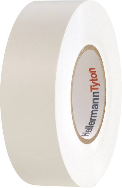 A roll of white adhesive tape with 'HellermannTyton' on the inner core.