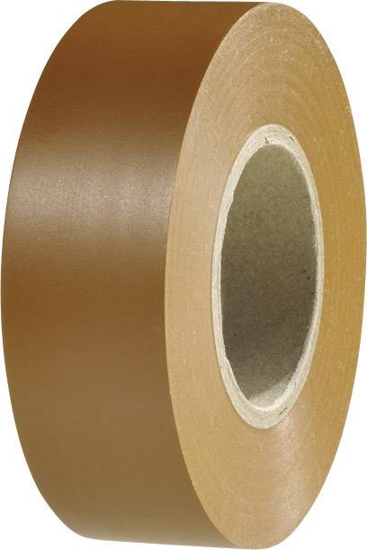 Brown adhesive tape unrolled. Primarily used for electrical insulation or packaging.