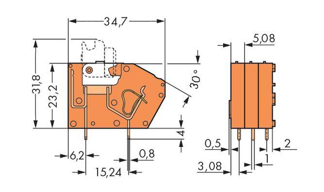 Modular disconnect/test PCB terminal block Orange WAGO 742-106 Content: 384 pc(s)