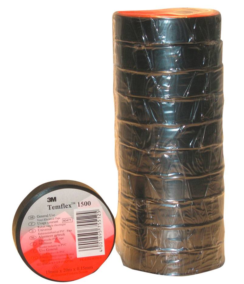 3M Temflex™ 1500 TEMFLEX150015X10BK Electrical tape Temflex 1500 Black (L x W) 10 m x 15 mm