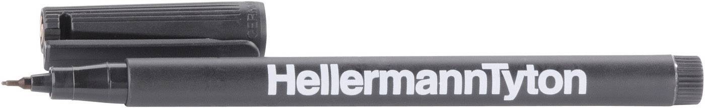 Black pen with removable cap, featuring the text 'HellermannTyton' printed on it.