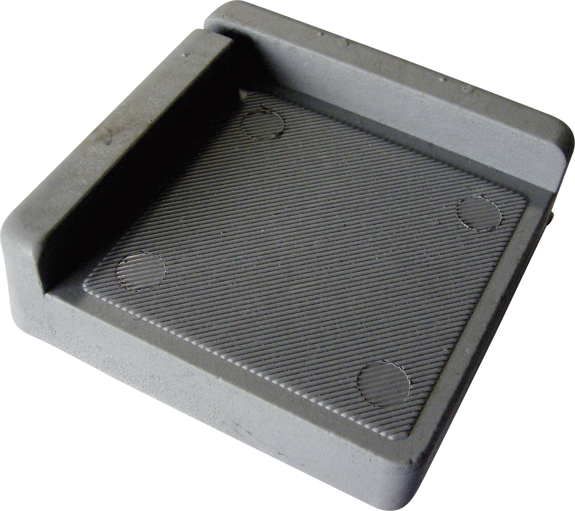 Grey, rectangular plastic underlay with raised edges and a non-slip surface, potentially usable as a protective mat or dampening pad.